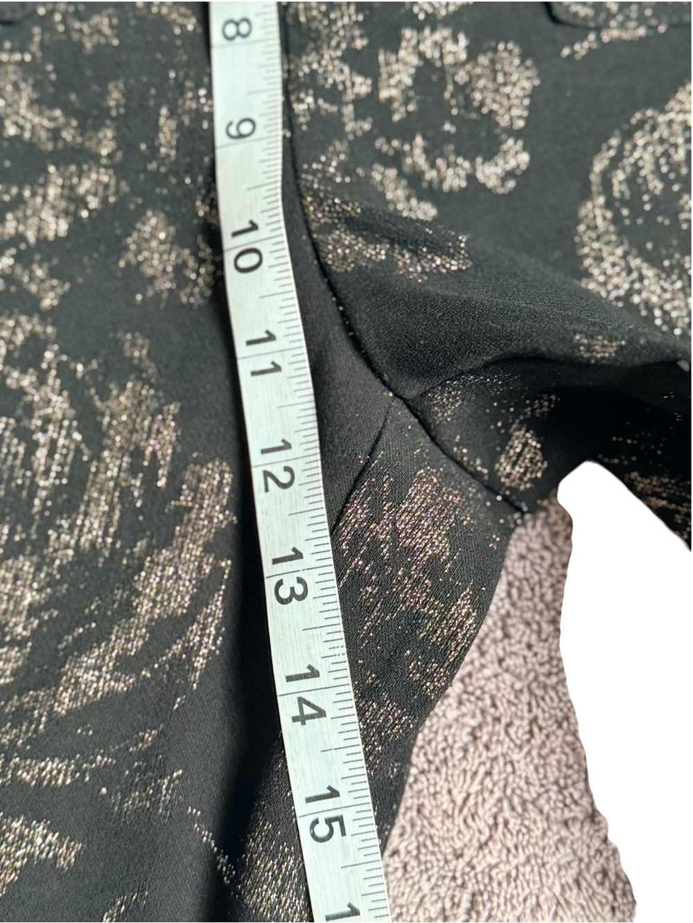 Jules & Leopold Metallic Floral Wide Leg Pants Black Gold Roses L - Picture 8 of 13